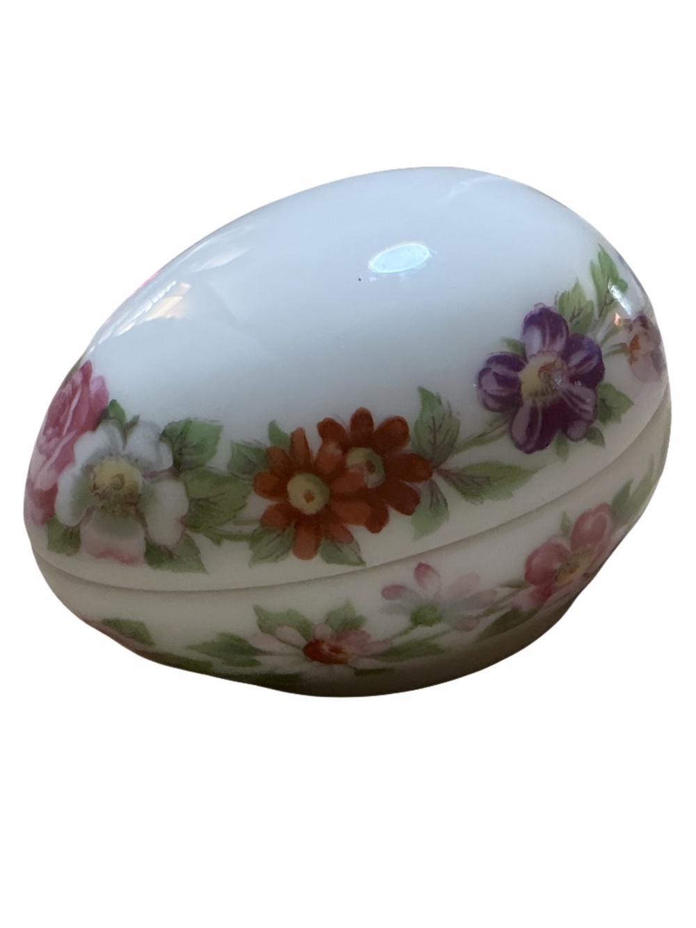 Rochard Limoges France Floral Porcelain Egg Trinket Box Hand Painted Collectible